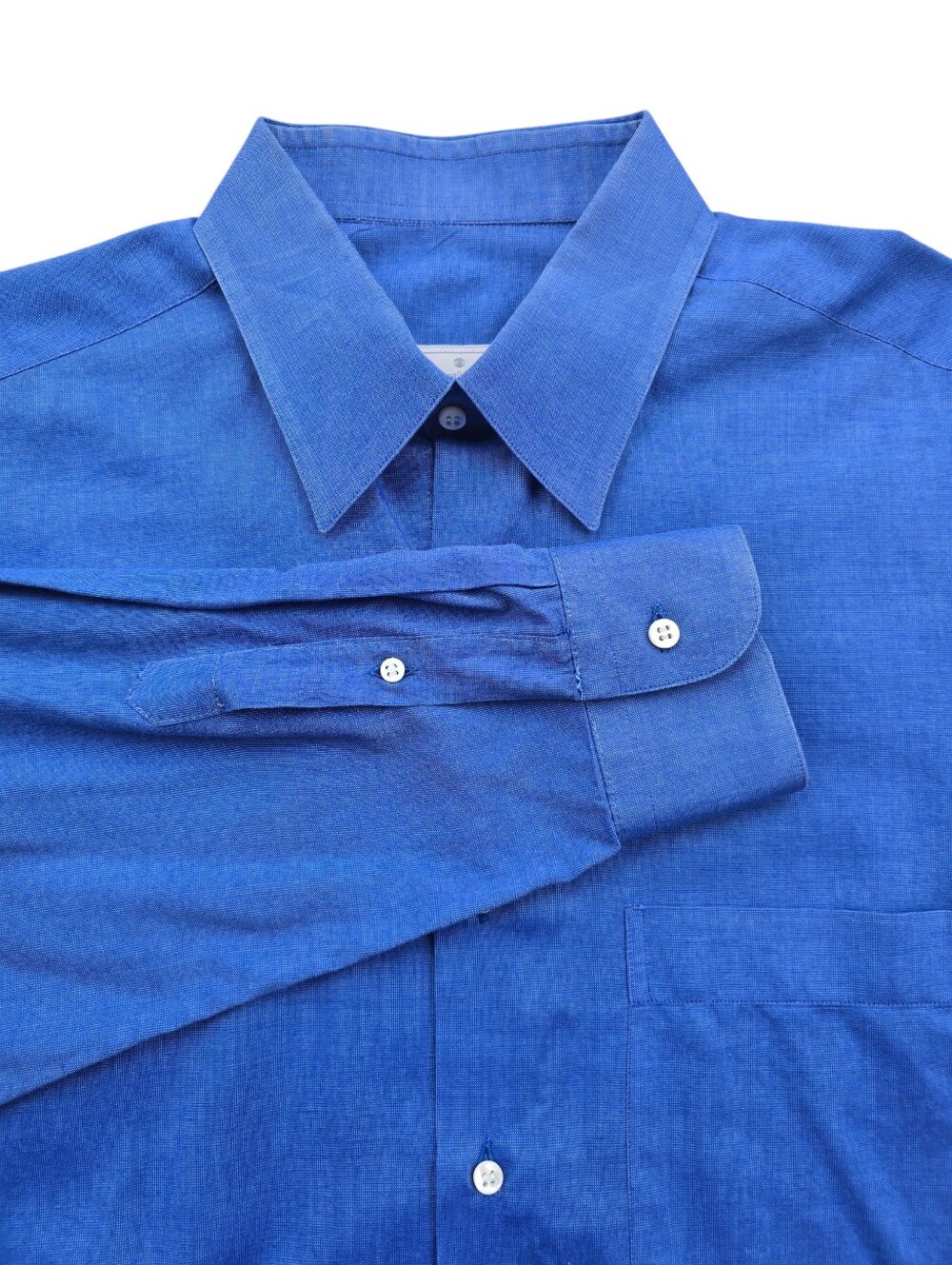 Ermenegildo Zegna Blue Cotton Long Sleeve Button Up Size Large